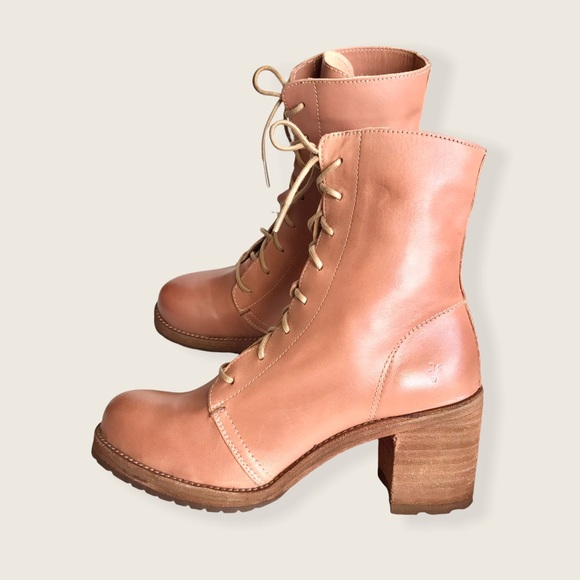 Frye Karen Rose Leather Combat LaceUp Ankle Boots - Picture 8 of 16